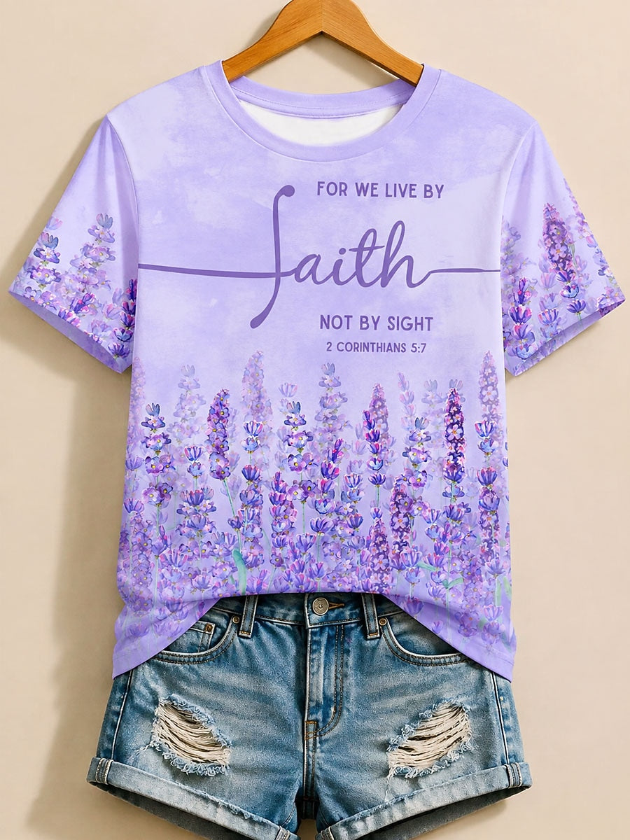 Purple Letter Cotton Tee in Purple